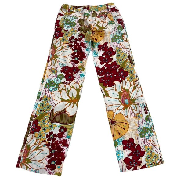 Max Mara Weekend (8) Floral Colorful pants wide leg spring preppy - Picture 2 of 9